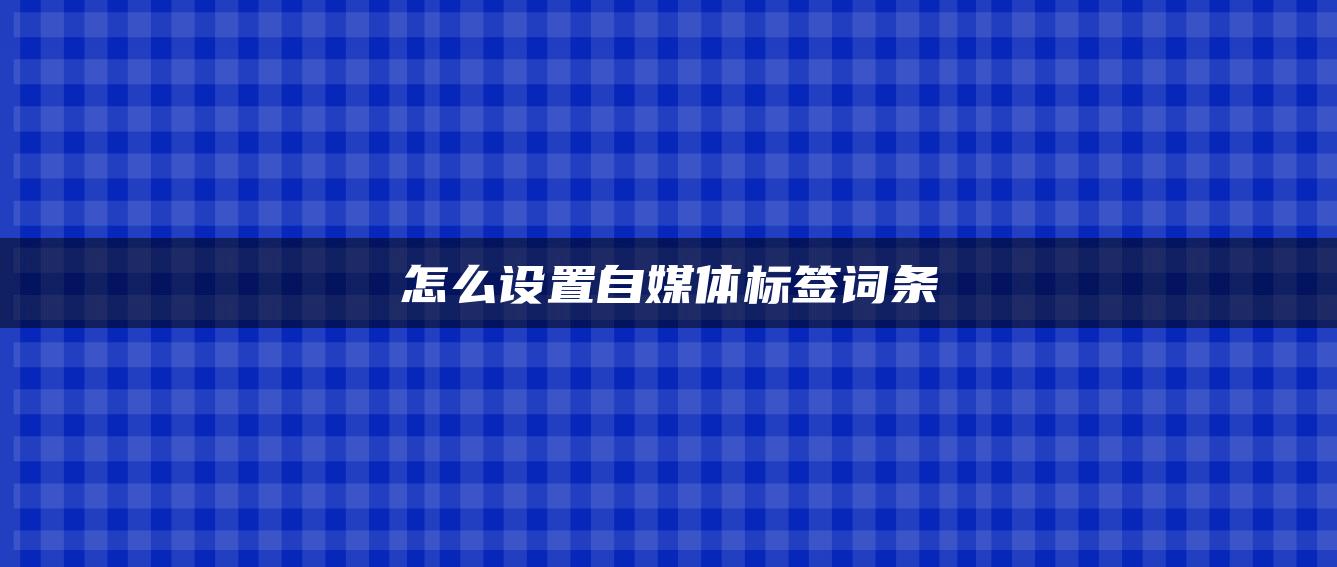 怎么設(shè)置自媒體標簽詞條