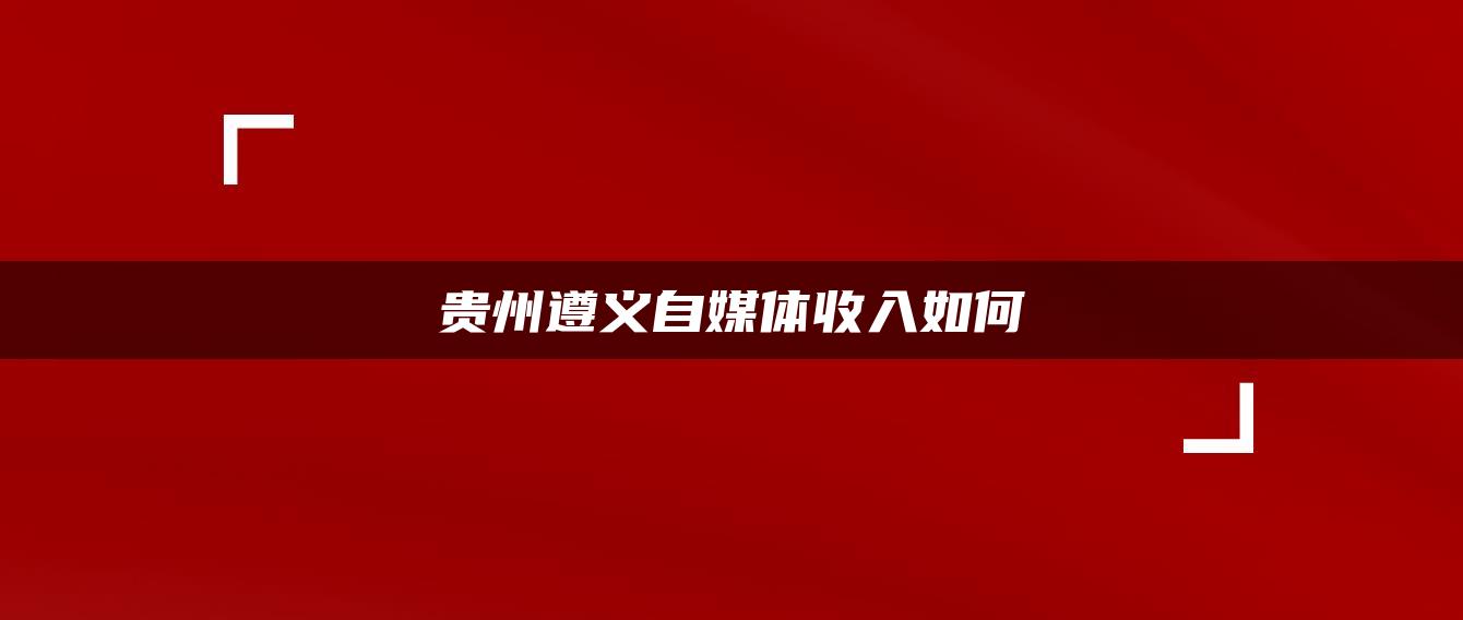 貴州遵義自媒體收入如何