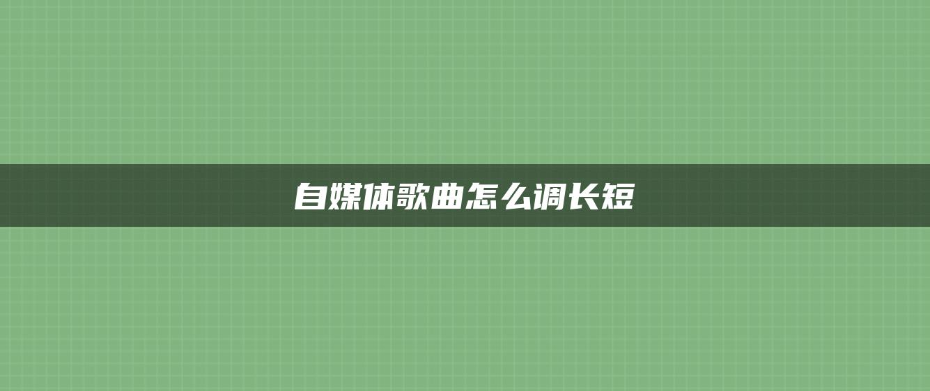 自媒體歌曲怎么調(diào)長短