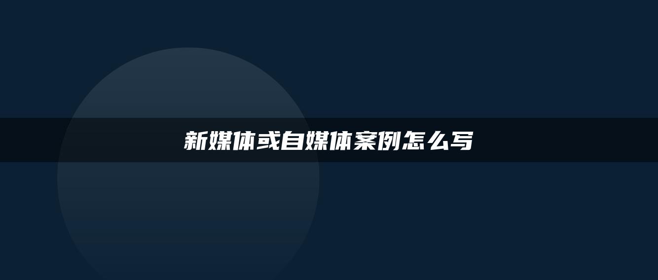 新媒體或自媒體案例怎么寫