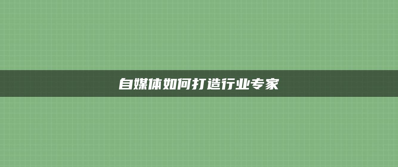 自媒體如何打造行業(yè)專家