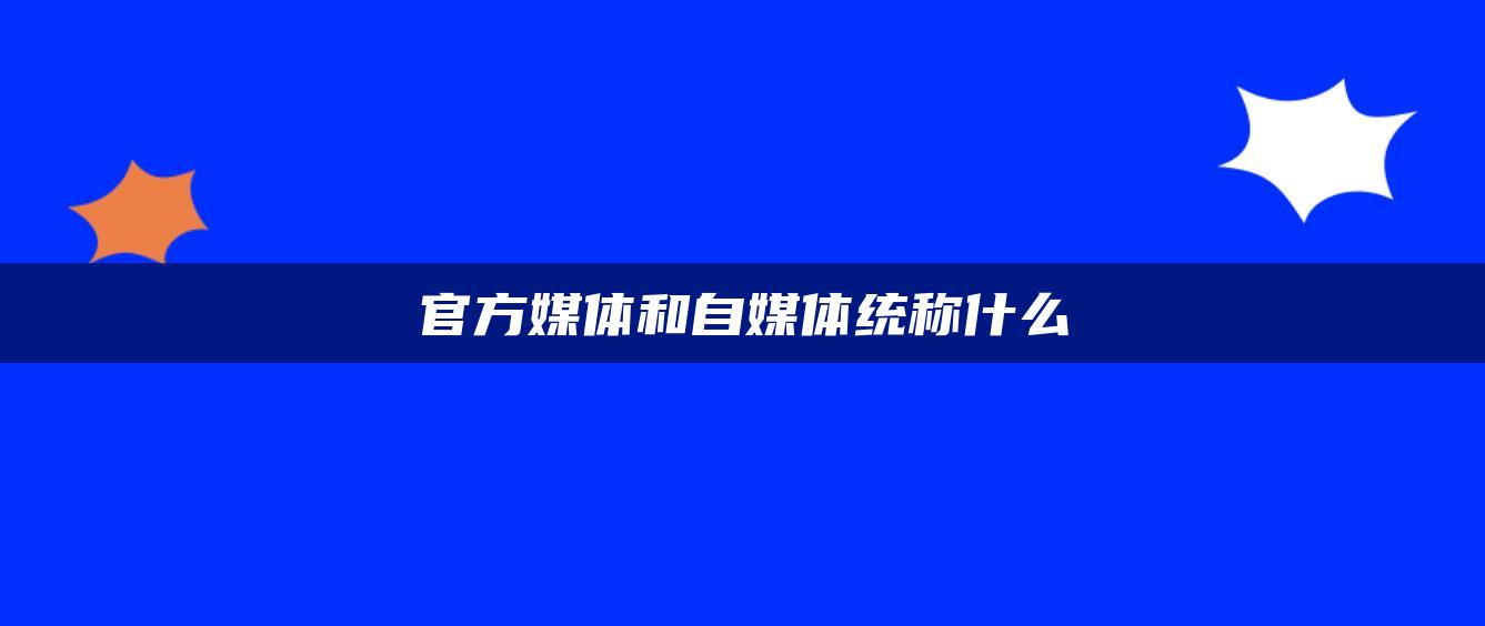 官方媒體和自媒體統稱什么