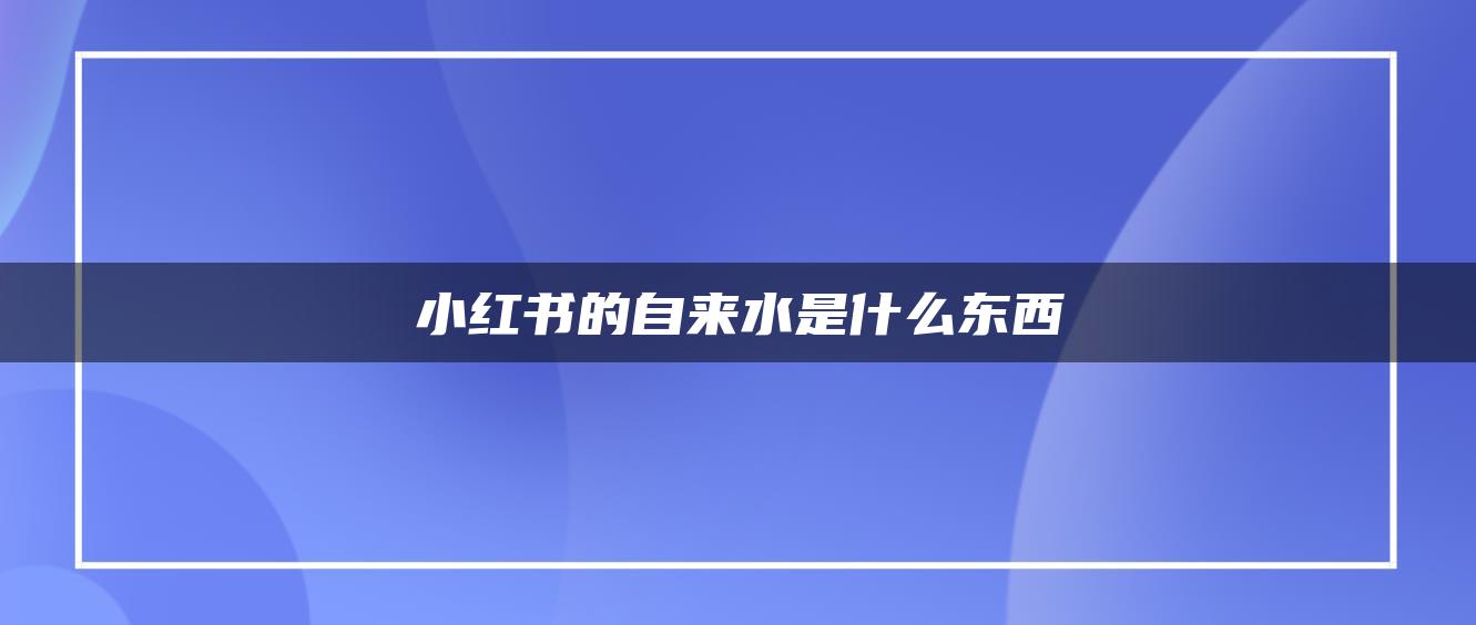 小紅書的自來水是什么東西