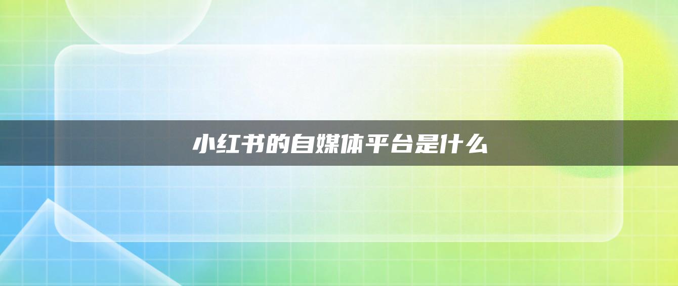 小紅書的自媒體平臺是什么