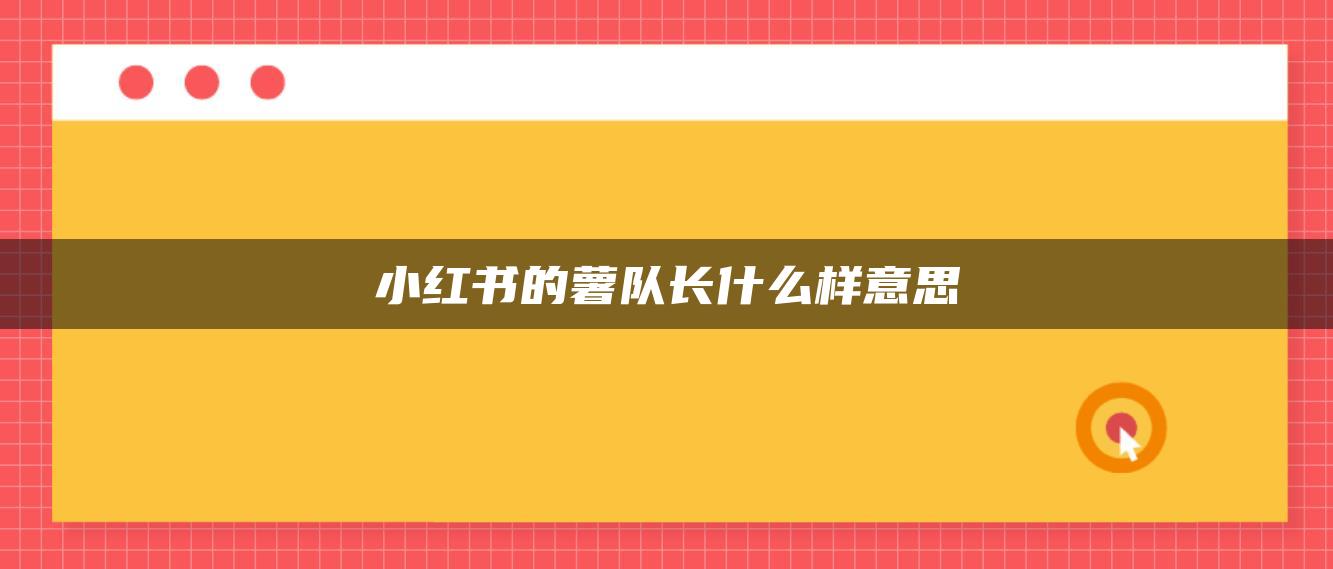 小紅書的薯隊(duì)長什么樣意思