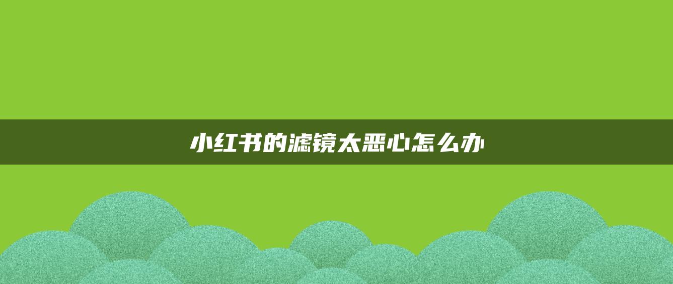 小紅書的濾鏡太惡心怎么辦