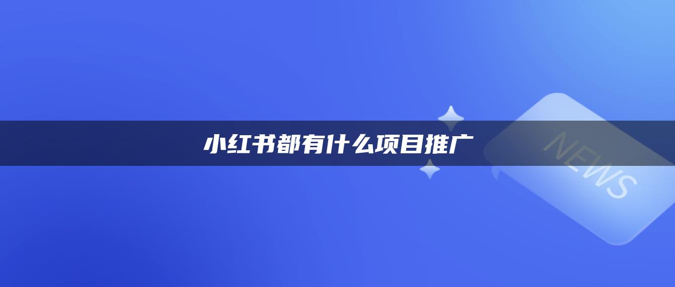 小紅書都有什么項目推廣