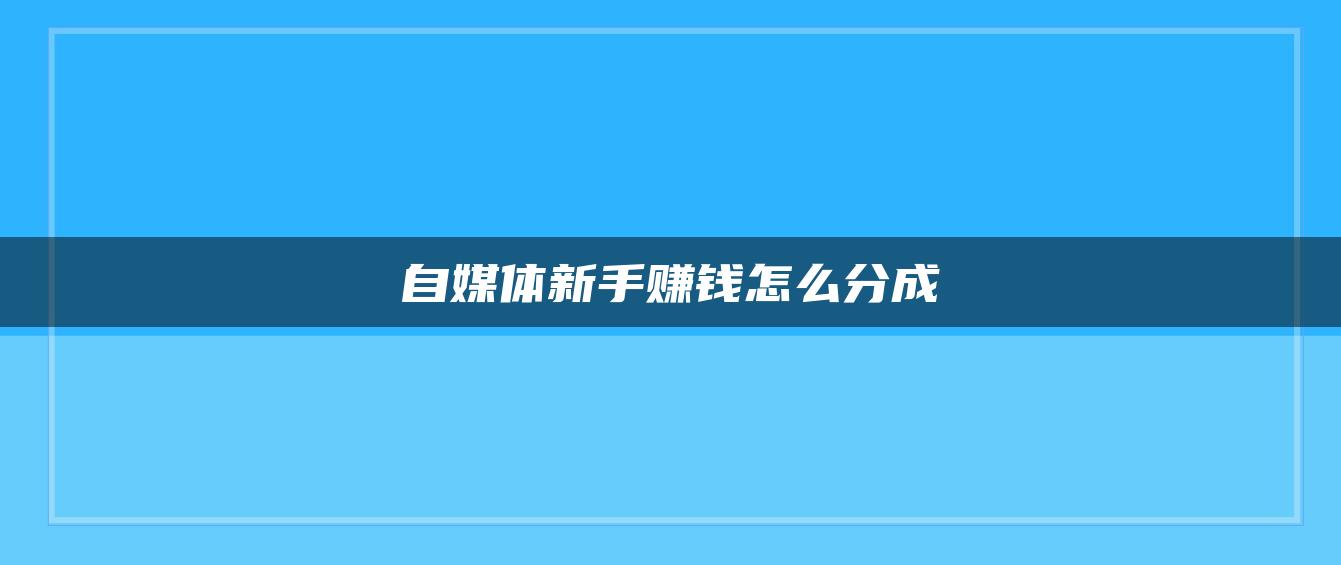 自媒體新手賺錢(qián)怎么分成