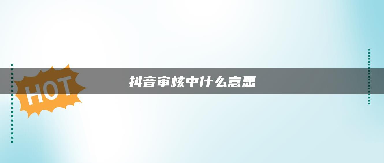 抖音審核中什么意思