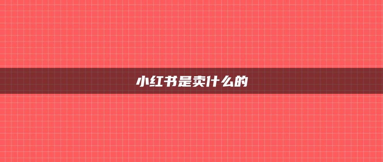 小紅書是賣什么的