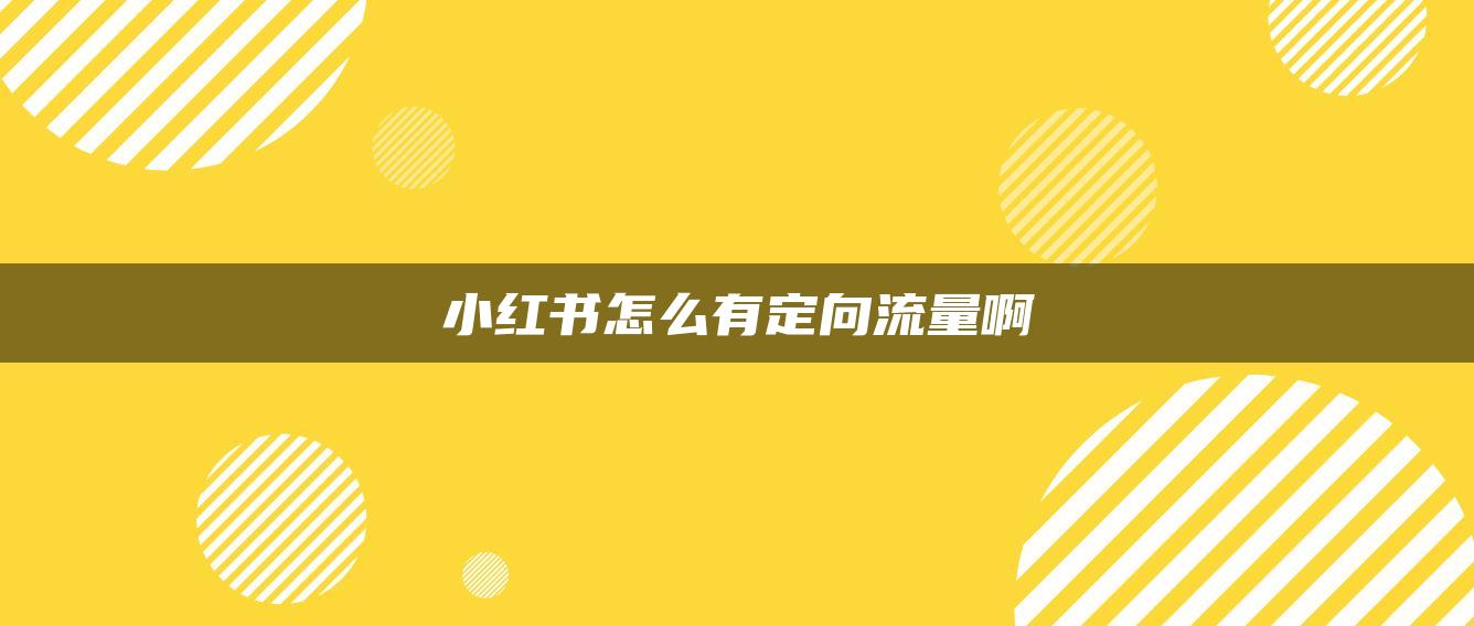 小紅書(shū)怎么有定向流量啊