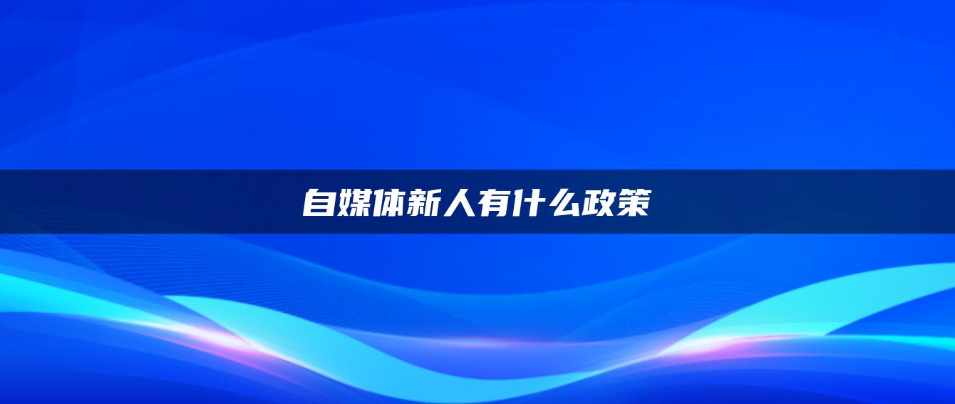 自媒體新人有什么政策