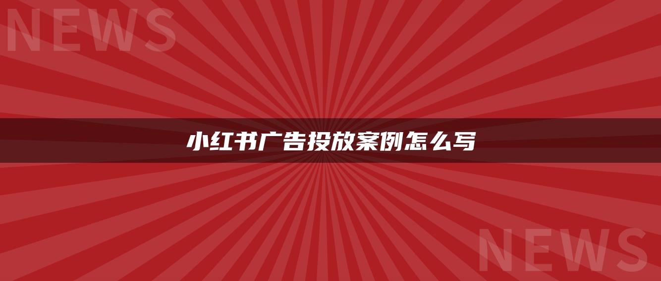 小紅書(shū)廣告投放案例怎么寫