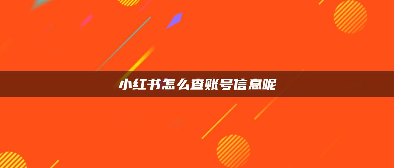 小紅書怎么查賬號信息呢