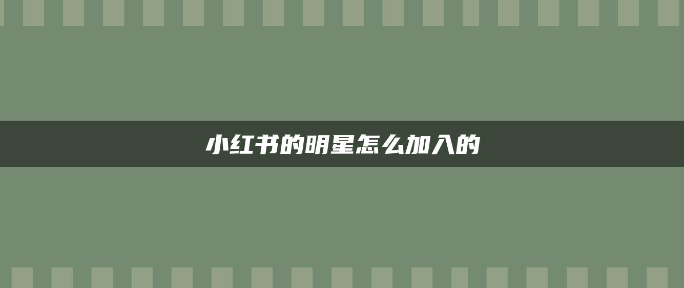 小紅書的明星怎么加入的