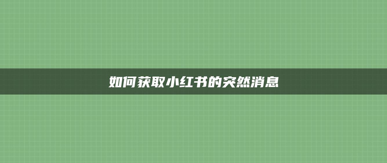 如何獲取小紅書的突然消息