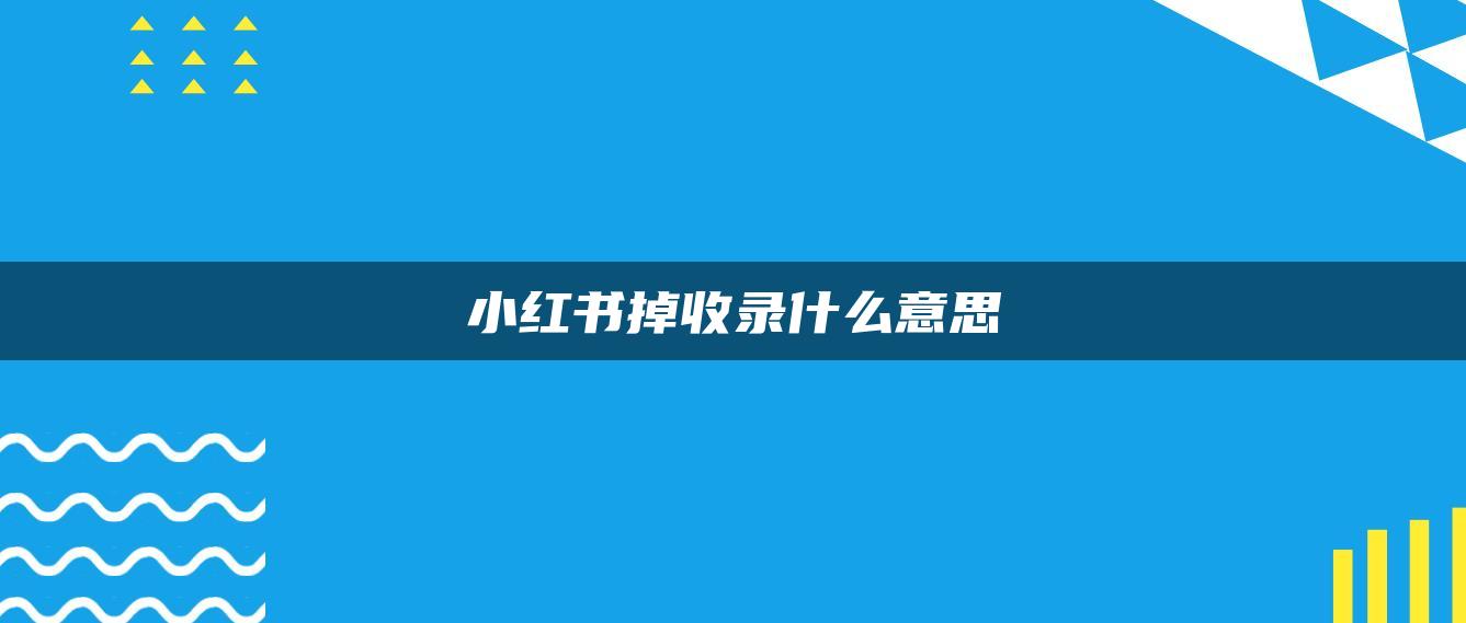 小紅書掉收錄什么意思