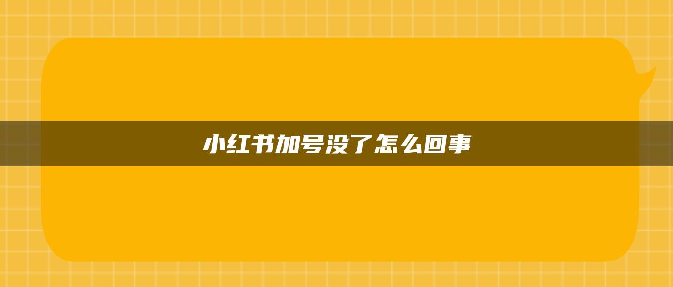 小紅書加號(hào)沒了怎么回事