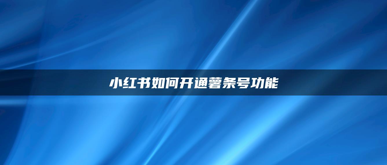 小紅書(shū)如何開(kāi)通薯?xiàng)l號(hào)功能