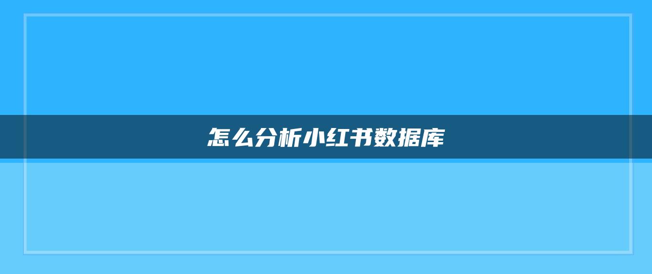 怎么分析小紅書數(shù)據(jù)庫