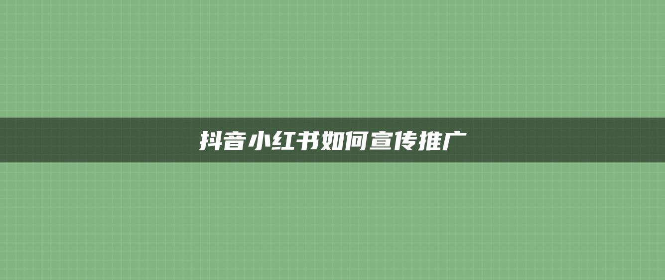 抖音小紅書(shū)如何宣傳推廣