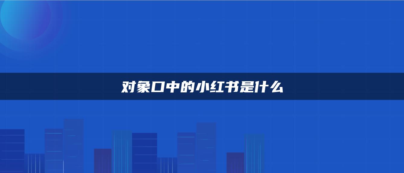 對象口中的小紅書是什么