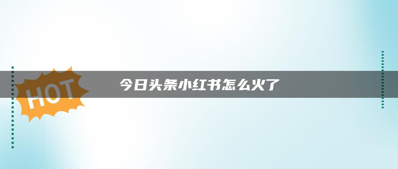 今日頭條小紅書(shū)怎么火了