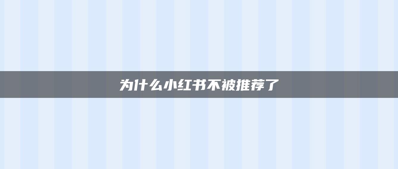 為什么小紅書不被推薦了