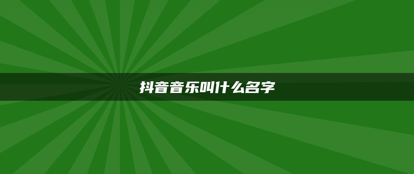 抖音音樂(lè)叫什么名字