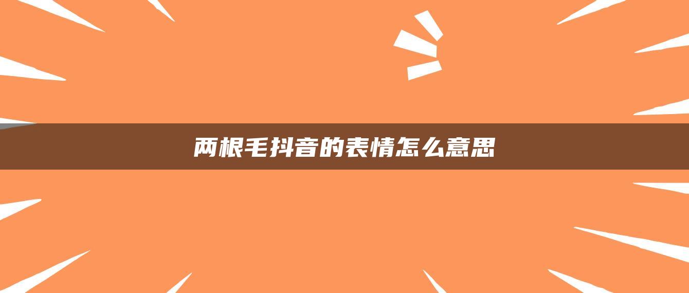 兩根毛抖音的表情怎么意思