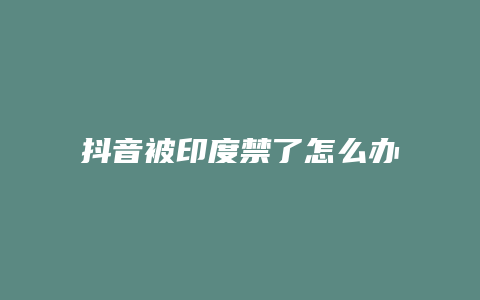 抖音被印度禁了怎么辦