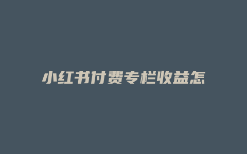 小紅書付費專欄收益怎么算