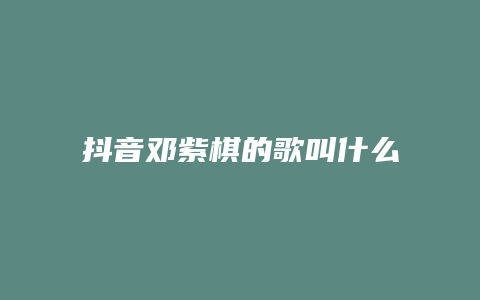 抖音鄧紫棋的歌叫什么