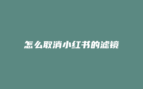 怎么取消小紅書的濾鏡模式