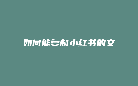 如何能復(fù)制小紅書(shū)的文案