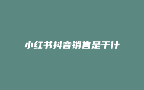 小紅書(shū)抖音銷(xiāo)售是干什么的