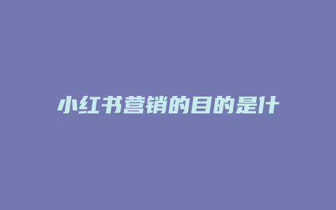 小紅書(shū)營(yíng)銷的目的是什么