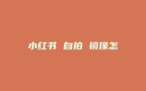 小紅書 自拍 鏡像怎么弄