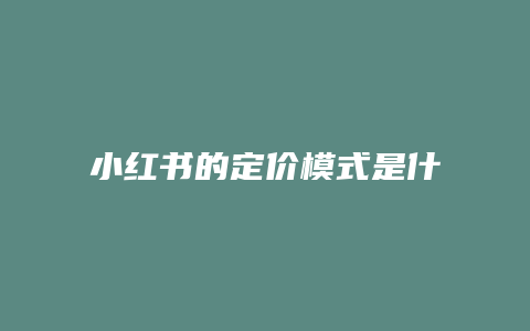 小紅書的定價(jià)模式是什么