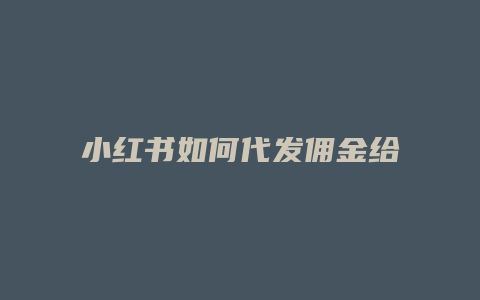 小紅書如何代發(fā)傭金給別人