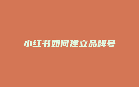 小紅書(shū)如何建立品牌號(hào)推廣