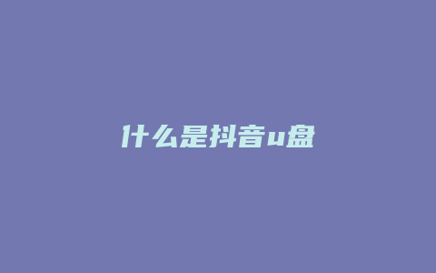 什么是抖音u盤