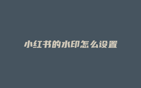 小紅書的水印怎么設置位置