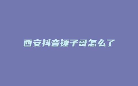 西安抖音錘子哥怎么了