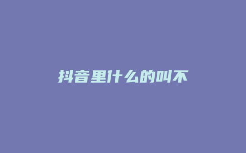 抖音里什么的叫不