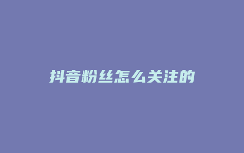 抖音粉絲怎么關(guān)注的