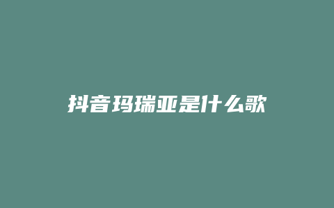 抖音瑪瑞亞是什么歌