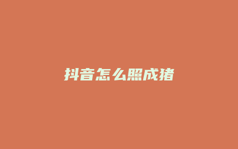 抖音怎么照成豬