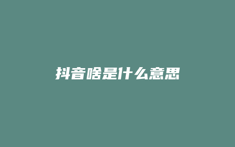 抖音啥是什么意思