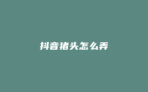 抖音豬頭怎么弄